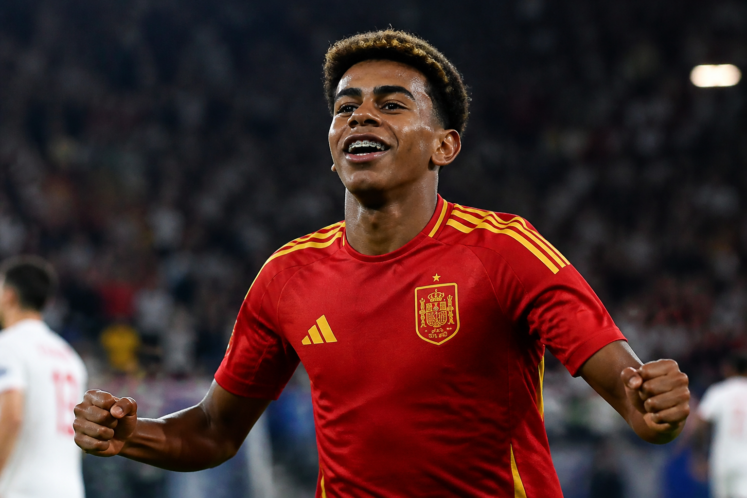 Lamine Yamal celebrating with Spain national team